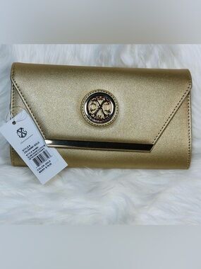 CXL by Christian Lacroix Glam Caviar Clutch in gold